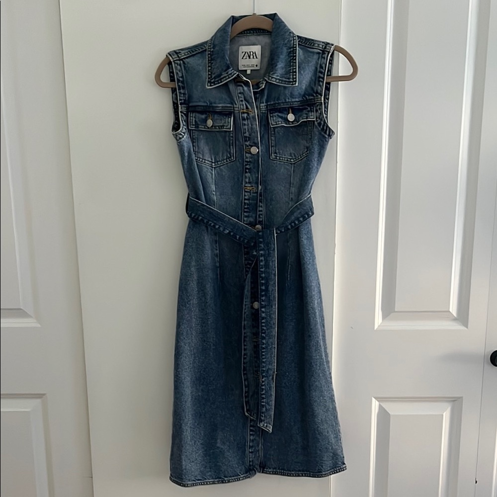Zara Demin Midi Sleeveless Sundress